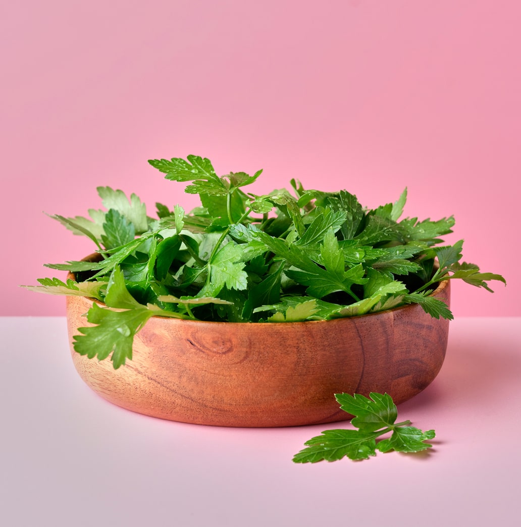 a bowl of flat parsley