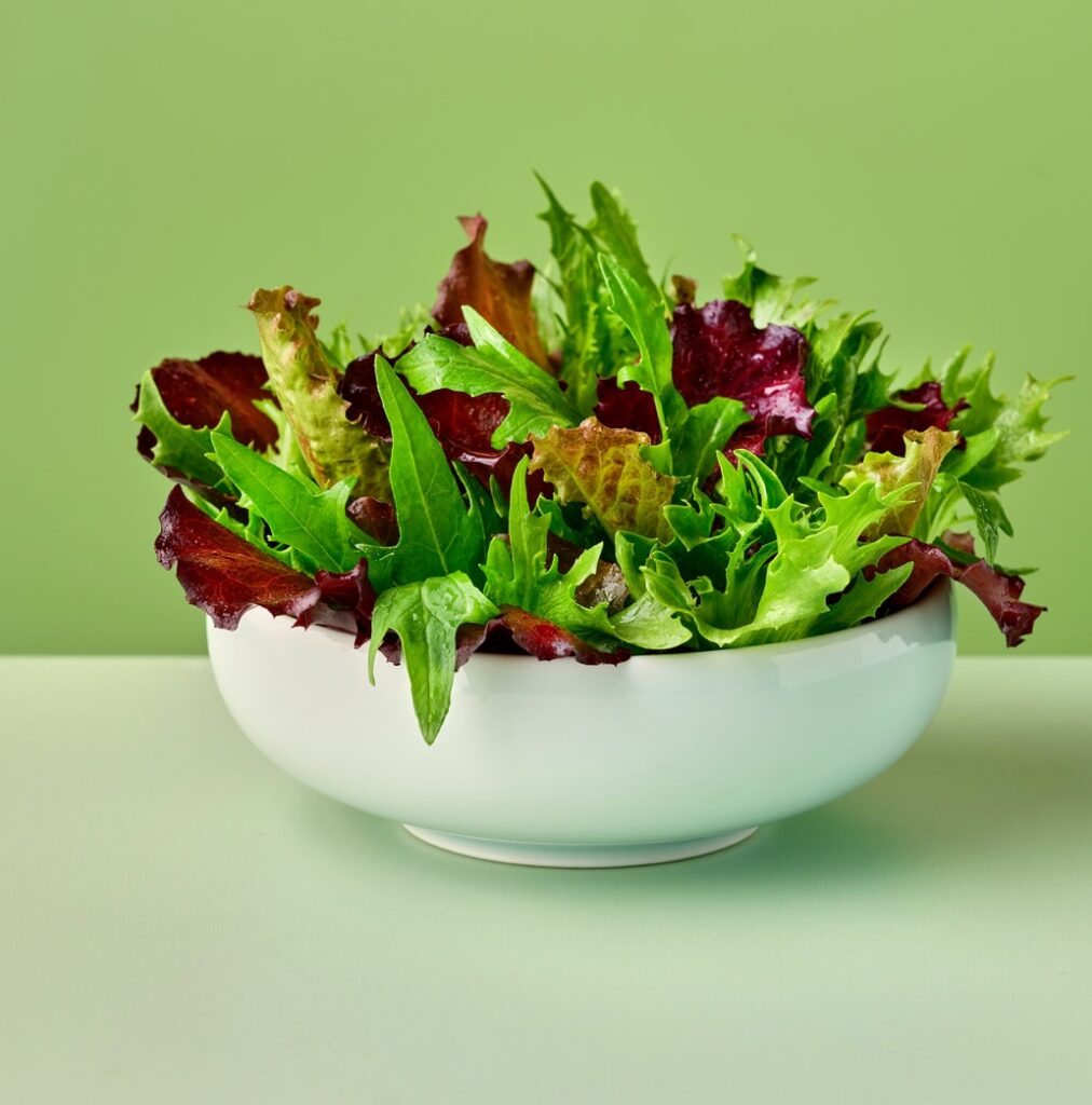 a bowl of mixed leaves
