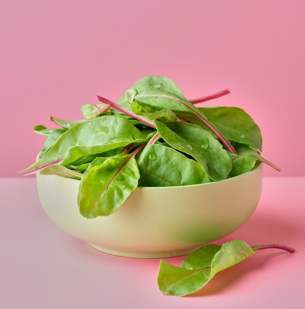 a bowl of red chard